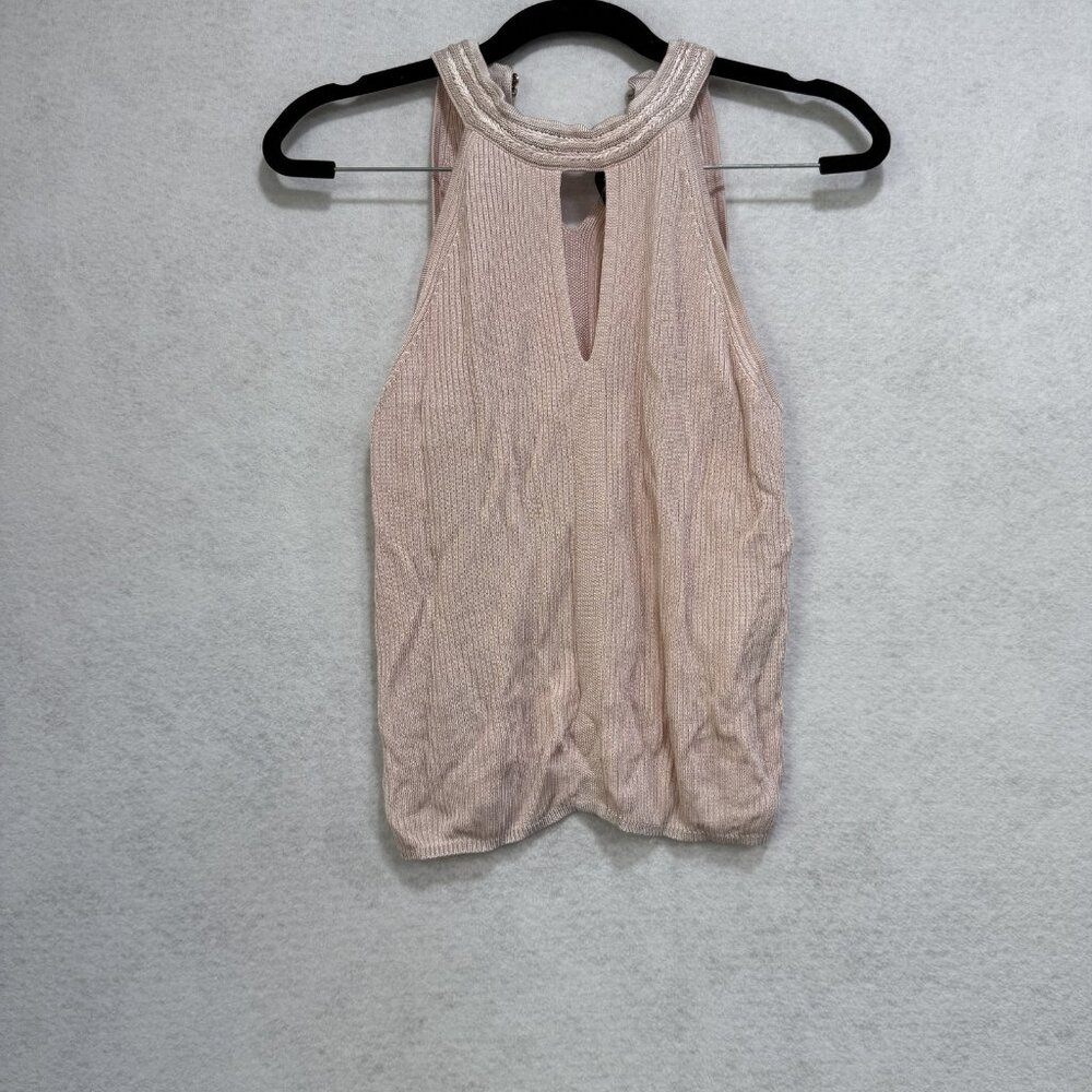 White House Black Market Blush Pink Ribbed Halter Tank